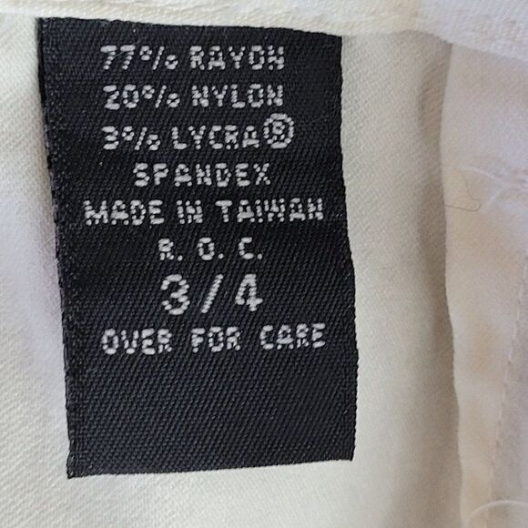Vintage 90s Express Mid Rise Capri Pants 3/4 White Stretch Flat Front Flat Back - Picture 11 of 11